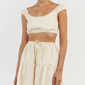 Diish Abby Butter Linen Crop Top